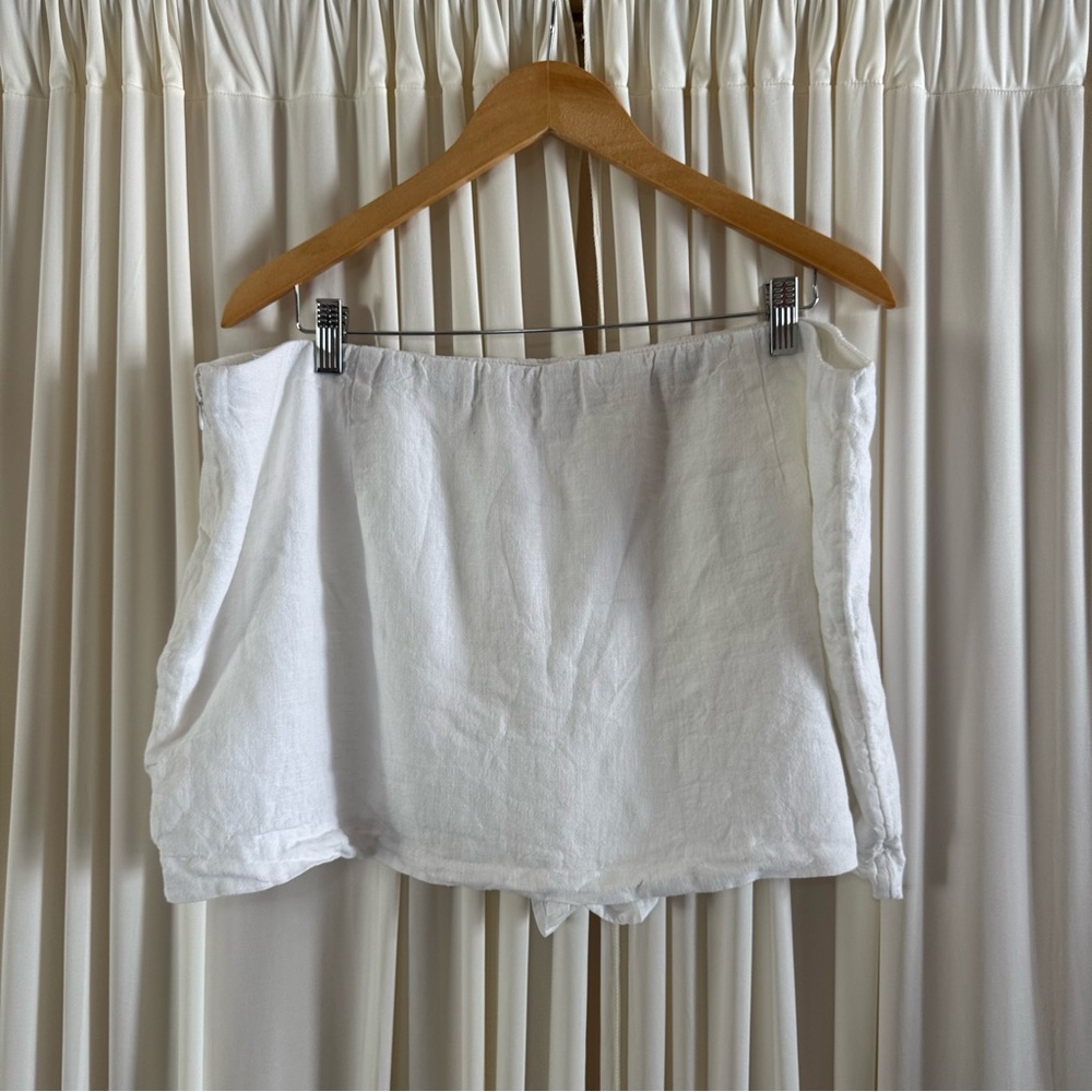 Abercrombie & Fitch White Scarlett Mid Rise Linen-Blend Mini Skort‎ Size XL - Picture 4 of 6